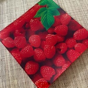 Prima Donna Black Logo Design Art Glass 8” Raspberry Serving Plate